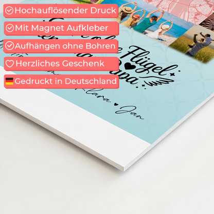 Personalisiertes Fotoboard Poster Magnetisch mit 10 Fotos und Karte in der Mitte Bruder ist ein Engel