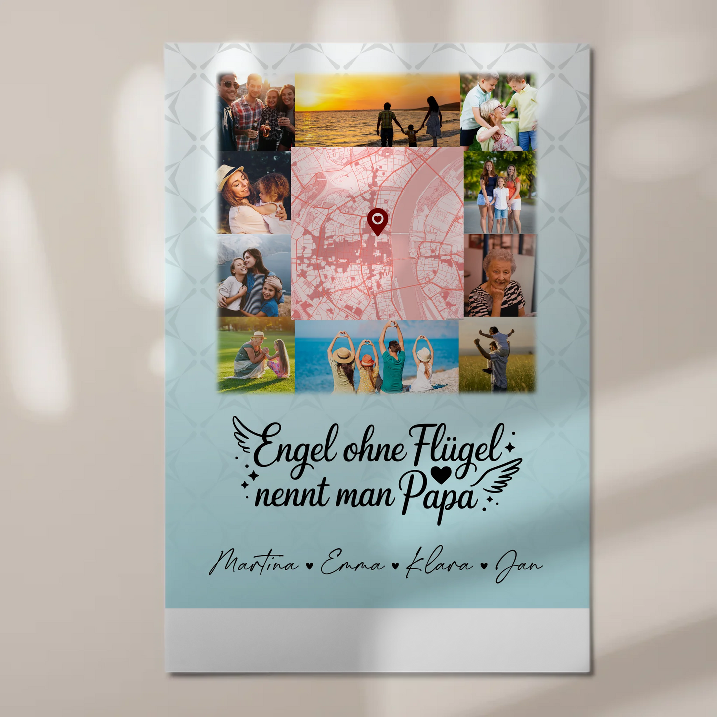 Personalisiertes Fotoboard Poster Magnetisch mit 10 Fotos und Karte in der Mitte Bruder ist ein Engel