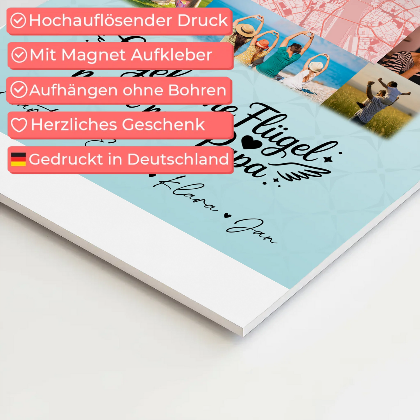 Personalisiertes Fotoboard Poster Magnetisch mit 10 Fotos und Karte in der Mitte Bruder ist ein Engel