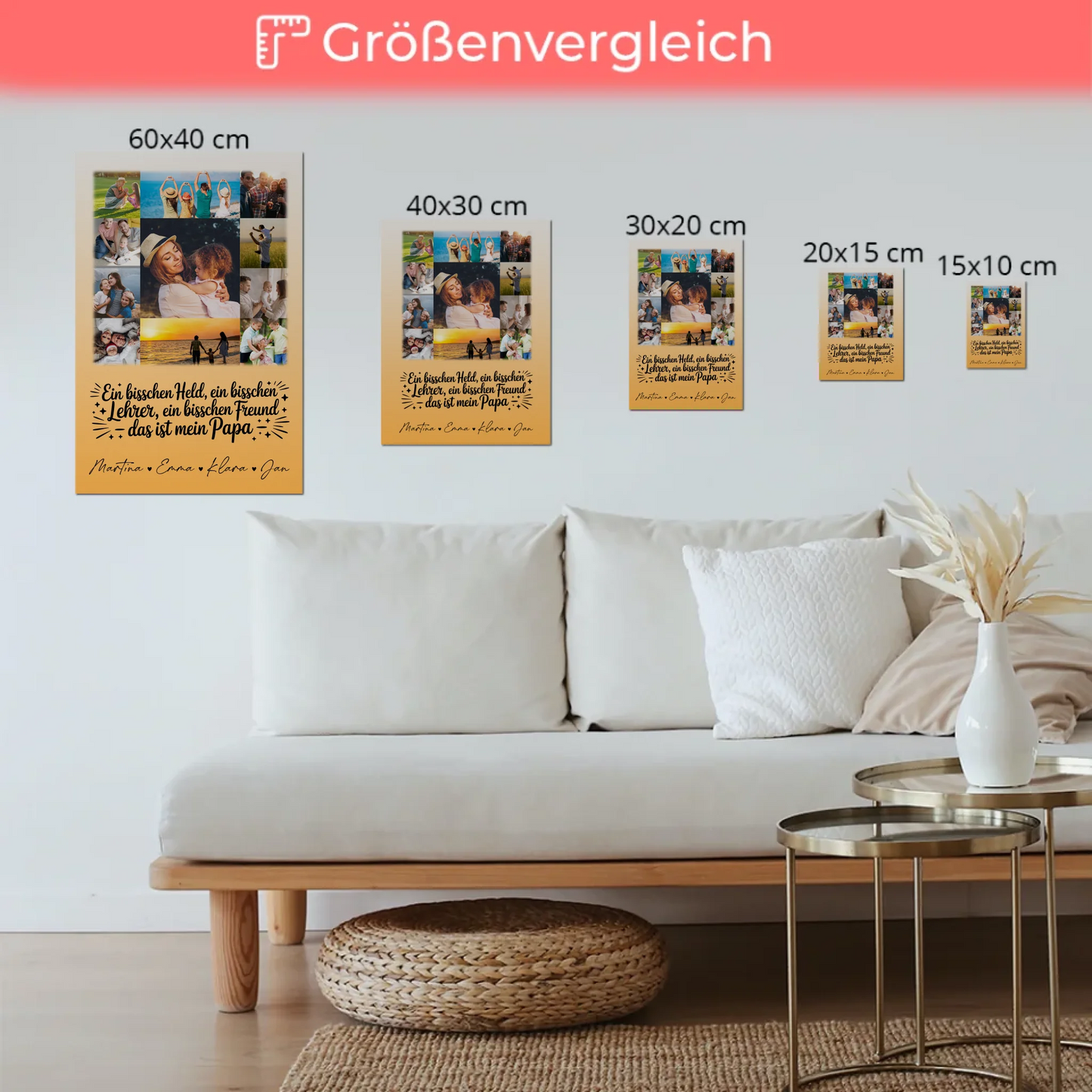 Magnetposter Fotoboard mit 11 Fotos Held Beschützer Freund mein Bruder personalisiertes Geschenk