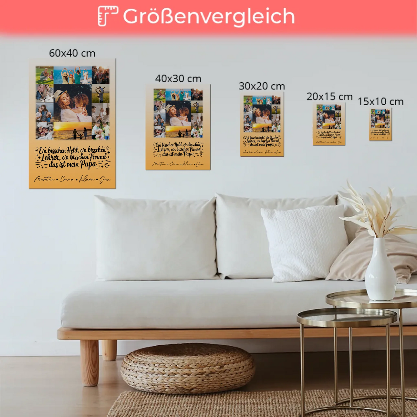 Magnetposter Fotoboard mit 11 Fotos Held Beschützer Freund mein Bruder personalisiertes Geschenk