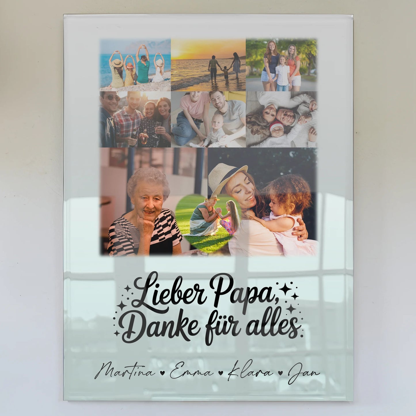 Acrylglas Mit Foto 8 Fotos und 1 Herz Foto Lieber Papa Danke für alles