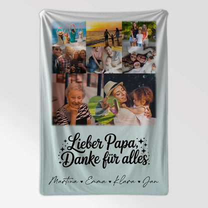 Personalisierte Decke Mit Namen 8 Fotos und Herz Foto Lieber Papa Danke für alles 7