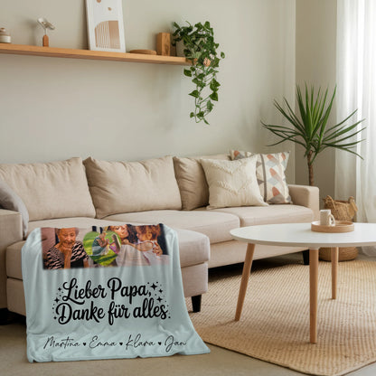 Personalisierte Decke Mit Namen 8 Fotos und Herz Foto Lieber Papa Danke für alles 4