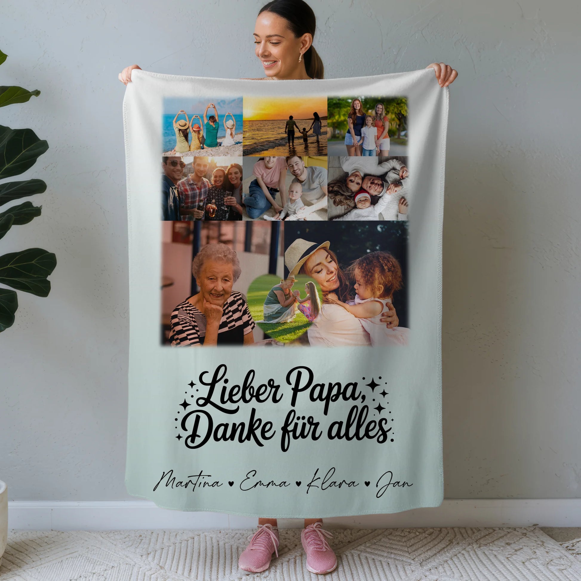 Personalisierte Decke Mit Namen 8 Fotos und Herz Foto Lieber Papa Danke für alles 1