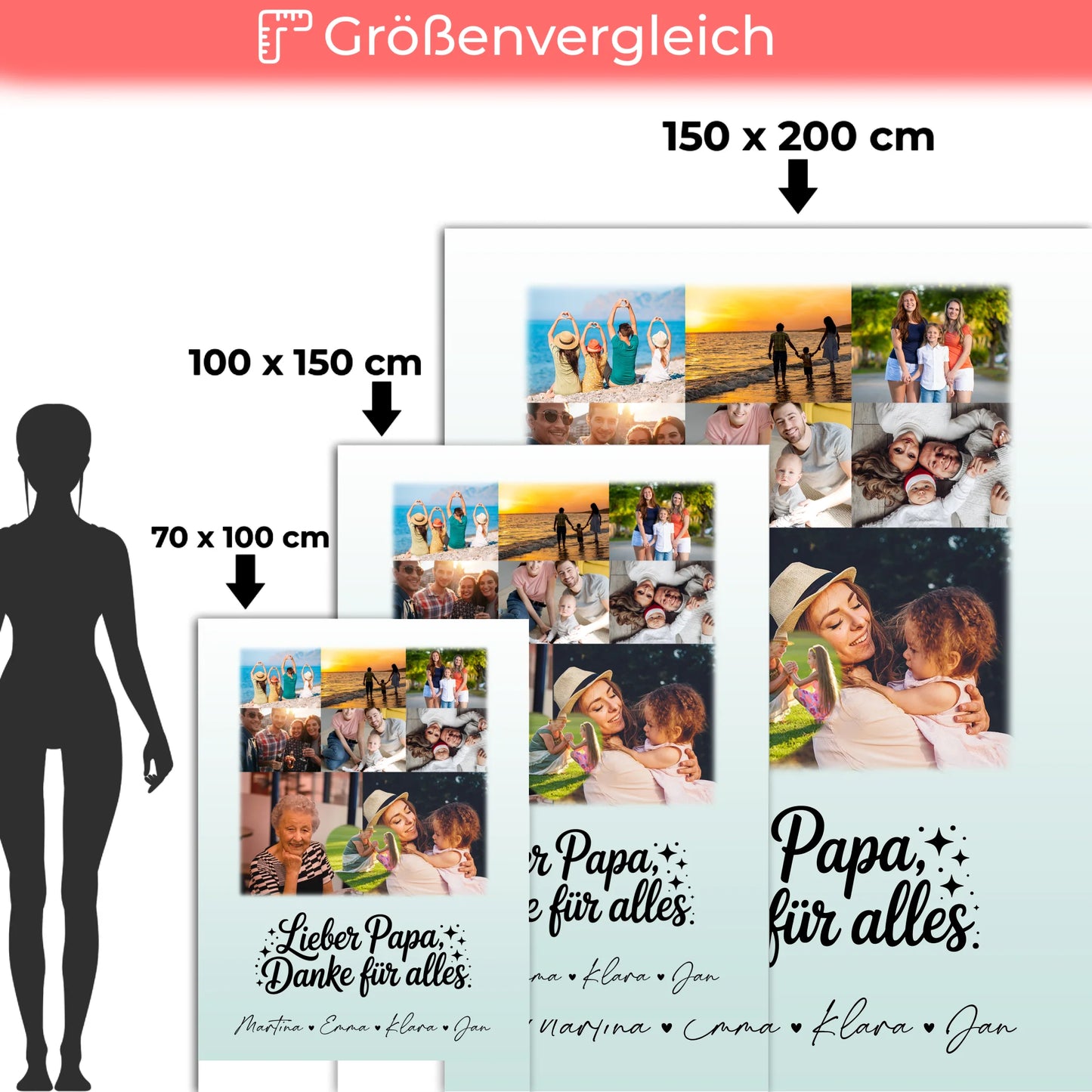 Personalisierte Decke Mit Namen 8 Fotos und Herz Foto Lieber Papa Danke für alles 5