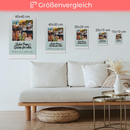 Personalisierte Fotoboard Magnet Poster mit 8 Fotos und Herz Motiv Lieber Papa Danke für alles 6