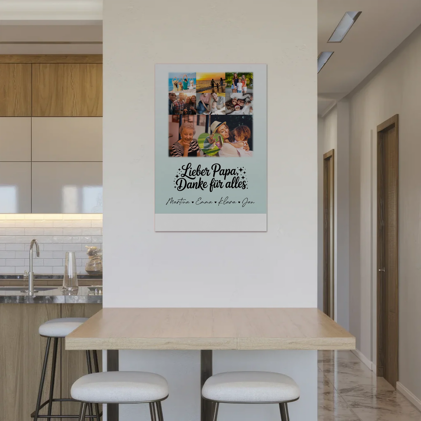 Personalisierte Fotoboard Magnet Poster mit 8 Fotos und Herz Motiv Lieber Papa Danke für alles 2