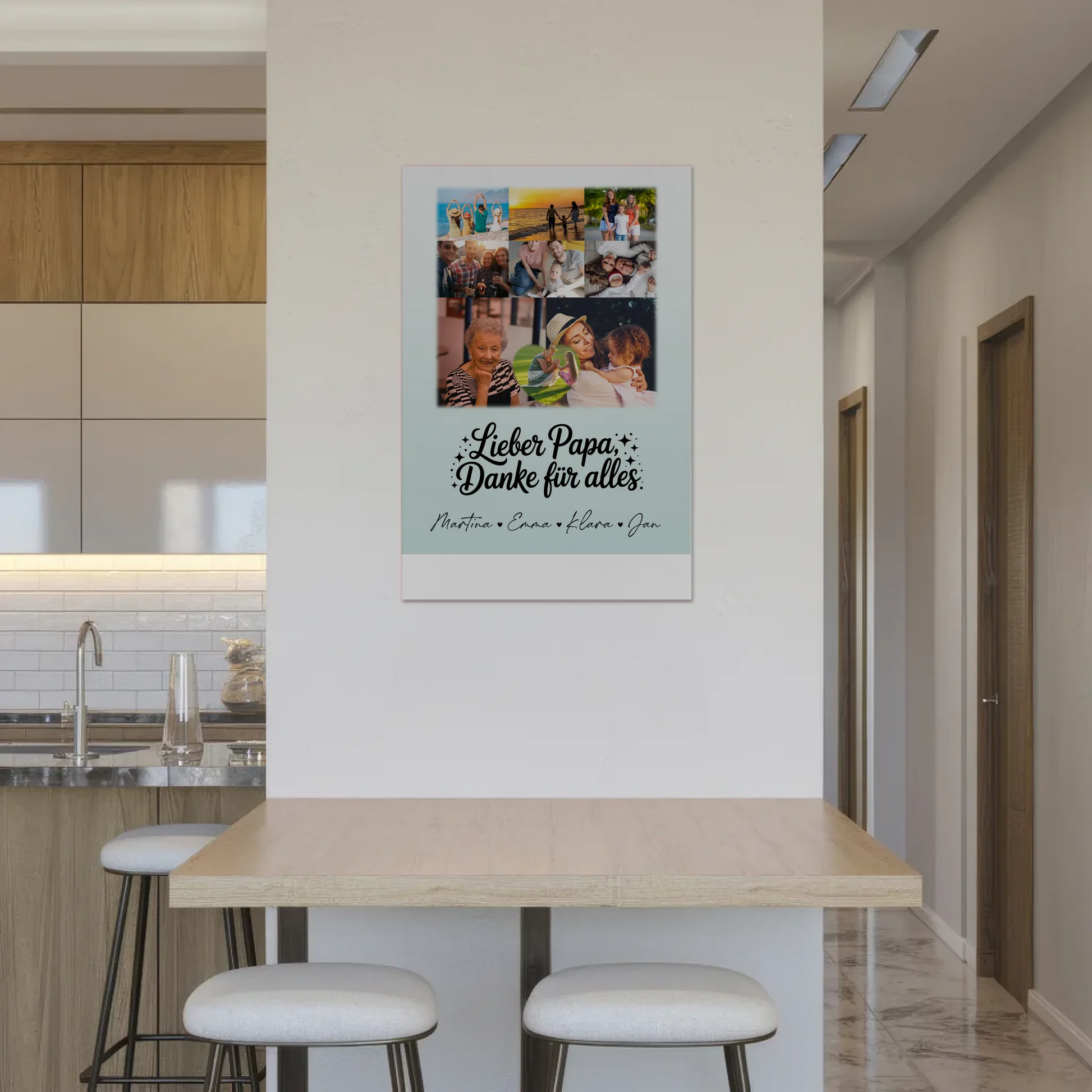 Personalisierte Fotoboard Magnet Poster mit 8 Fotos und Herz Motiv Lieber Papa Danke für alles 2