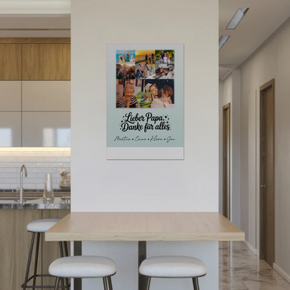 Personalisierte Fotoboard Magnet Poster mit 8 Fotos und Herz Motiv Lieber Papa Danke für alles 2