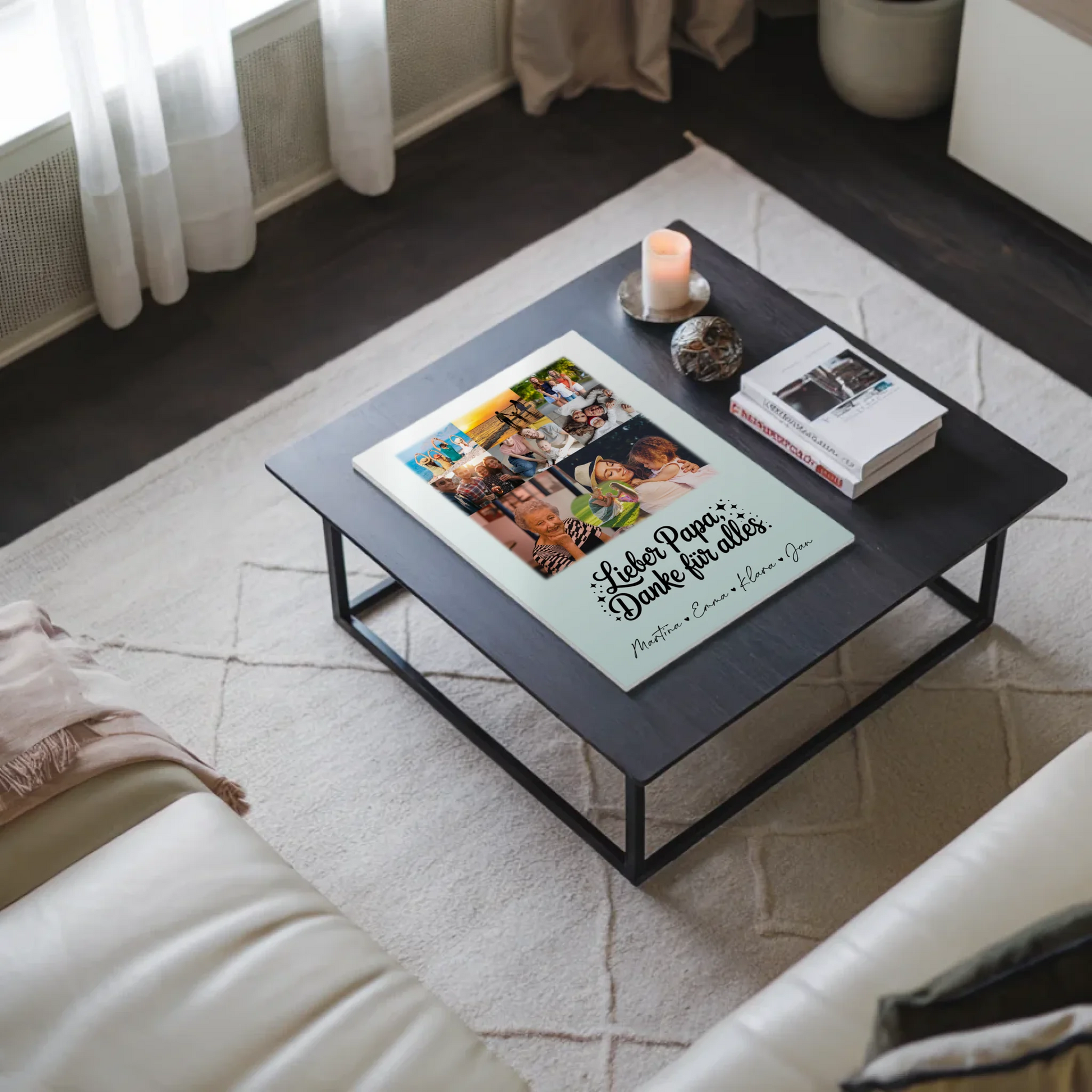 Personalisierte Fotoboard Magnet Poster mit 8 Fotos und Herz Motiv Lieber Papa Danke für alles 9