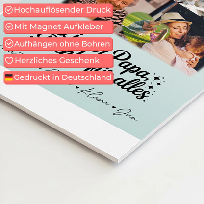 Personalisierte Fotoboard Magnet Poster mit 8 Fotos und Herz Motiv Lieber Papa Danke für alles 4