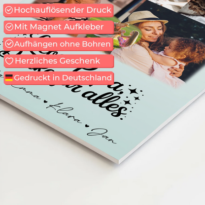 Personalisierte Fotoboard Magnet Poster mit 8 Fotos und Herz Motiv Lieber Papa Danke für alles