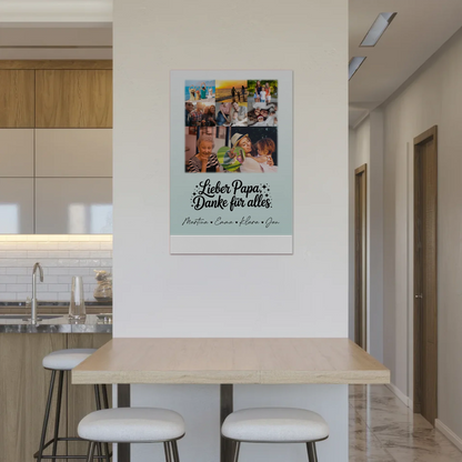 Personalisierte Fotoboard Magnet Poster mit 8 Fotos und Herz Motiv Lieber Papa Danke für alles