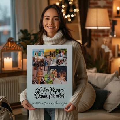 Leinwand Bild mit 8 Fotos und 1 Herz Foto Lieber Papa Danke für alles 2