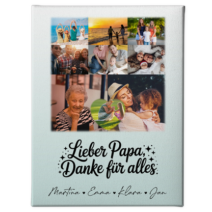 Leinwand Bild mit 8 Fotos und 1 Herz Foto Lieber Papa Danke für alles 1