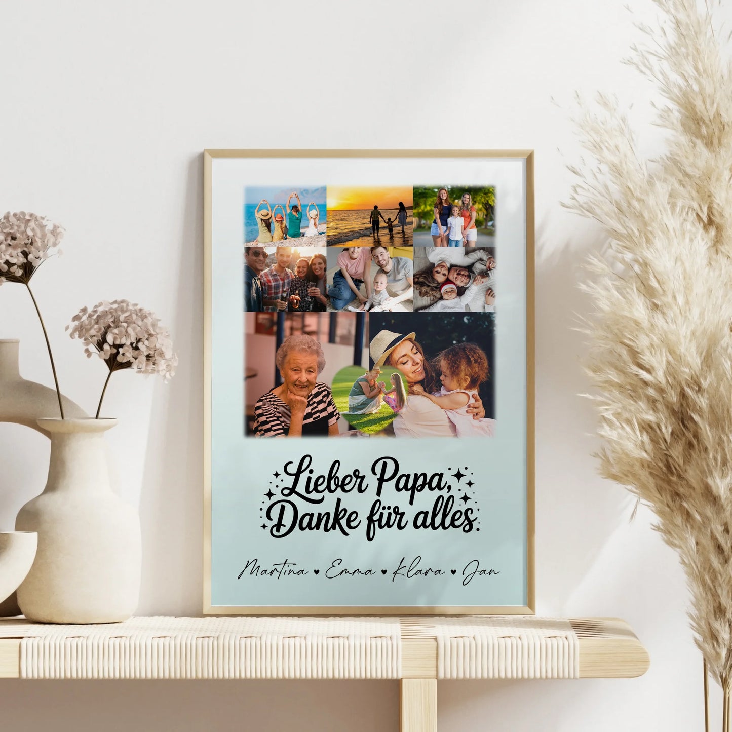 Vatertag Poster mit 8 Fotos und Herz Personalisiert Lieber Papa Danke für alles