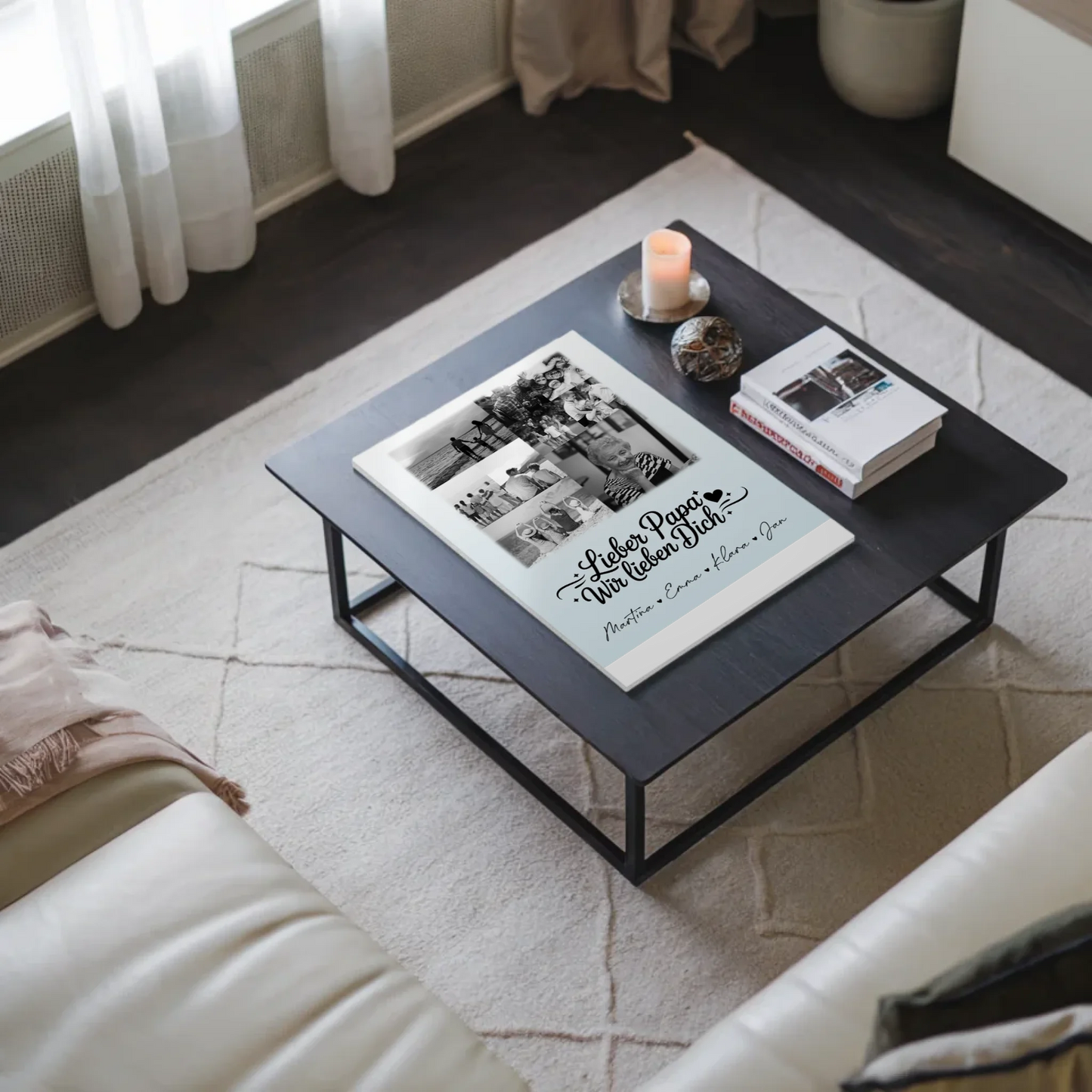 Fotoboard Poster Magnetisch 9 Fotos Schwarz-Weiß Lieber Papa Wir Lieben Dich 3