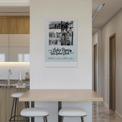 Fotoboard Poster Magnetisch 9 Fotos Schwarz-Weiß Lieber Papa Wir Lieben Dich 2