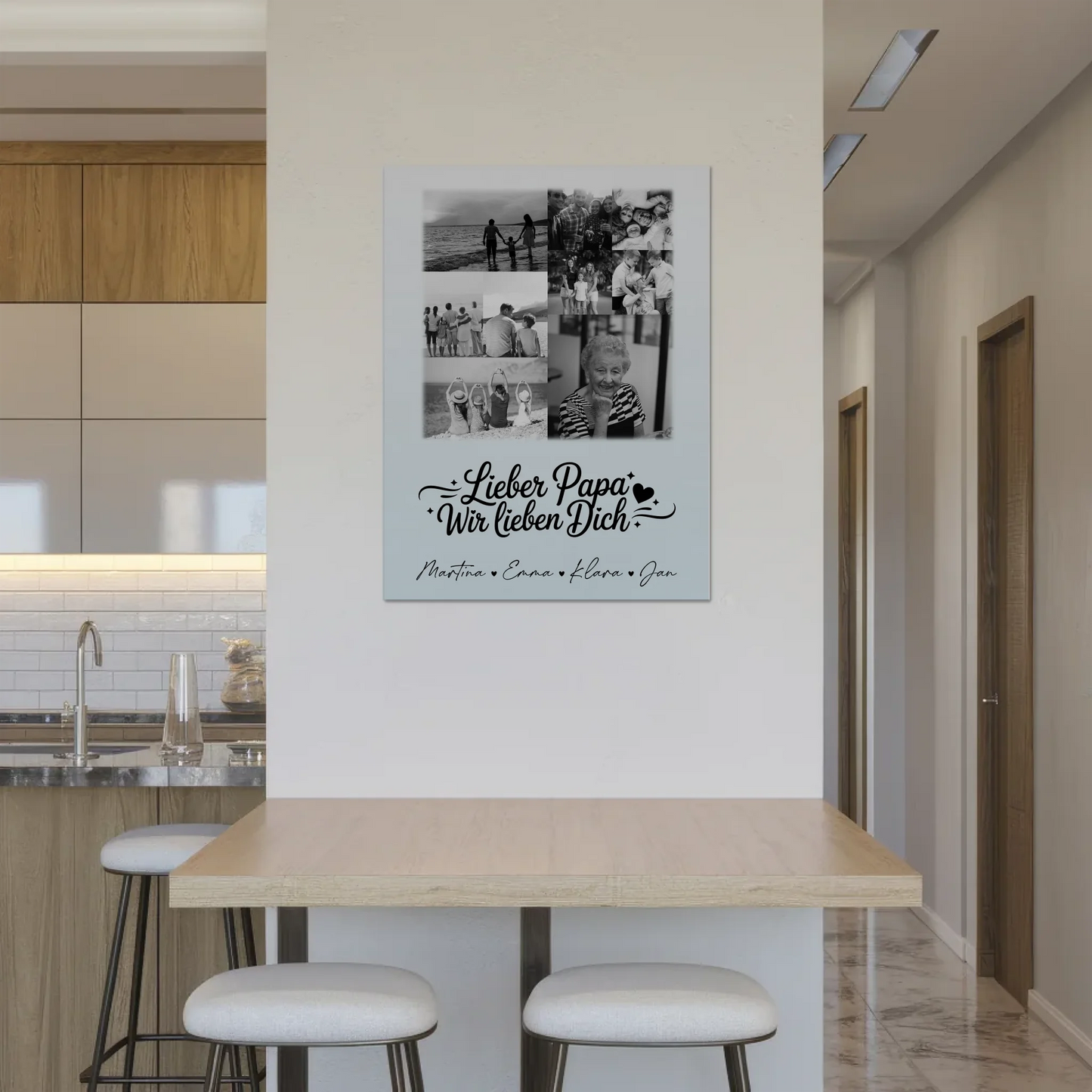 Fotoboard Poster Magnetisch 9 Fotos Schwarz-Weiß Lieber Papa Wir Lieben Dich 8