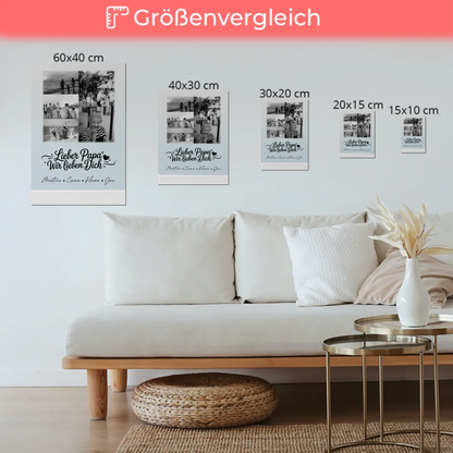 Fotoboard Poster Magnetisch 9 Fotos Schwarz-Weiß Lieber Papa Wir Lieben Dich