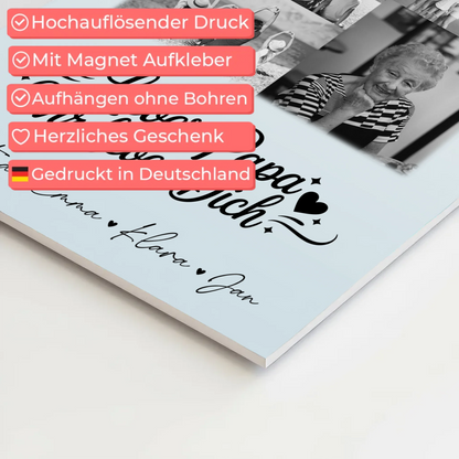 Fotoboard Poster Magnetisch 9 Fotos Schwarz-Weiß Lieber Papa Wir Lieben Dich 10