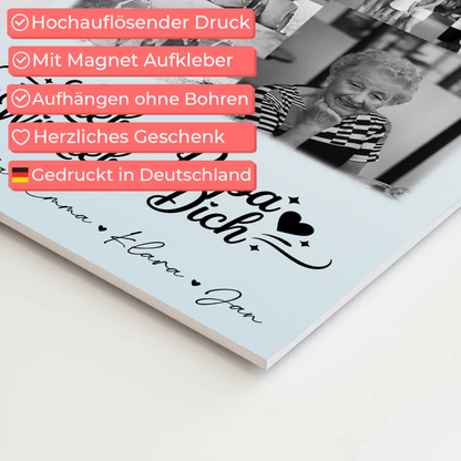 Fotoboard Poster Magnetisch 9 Fotos Schwarz-Weiß Lieber Papa Wir Lieben Dich