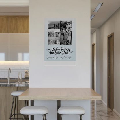 Fotoboard Poster Magnetisch 9 Fotos Schwarz-Weiß Lieber Papa Wir Lieben Dich