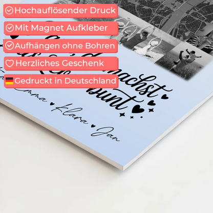 Personalisiertes Fotoboard Magnet Wandbild mit 10 Fotos und Karte in der Mitte Schwarz-Weiß Papa du bist mein Farbtupfer 10