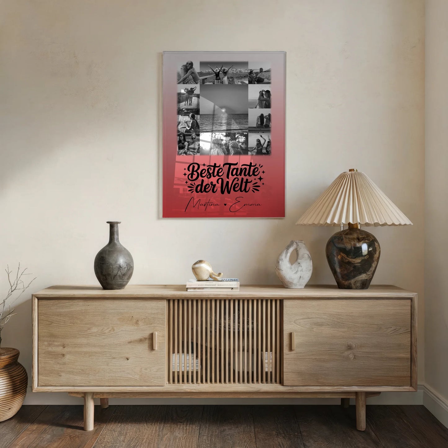 Personalisiertes Foto Acrylglas mit 11 Fotos Beste Tante Der Welt Schwarz-Weiß Geschenk