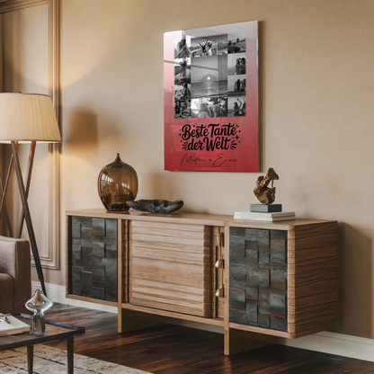 Personalisiertes Foto Acrylglas mit 11 Fotos Beste Tante Der Welt Schwarz-Weiß Geschenk