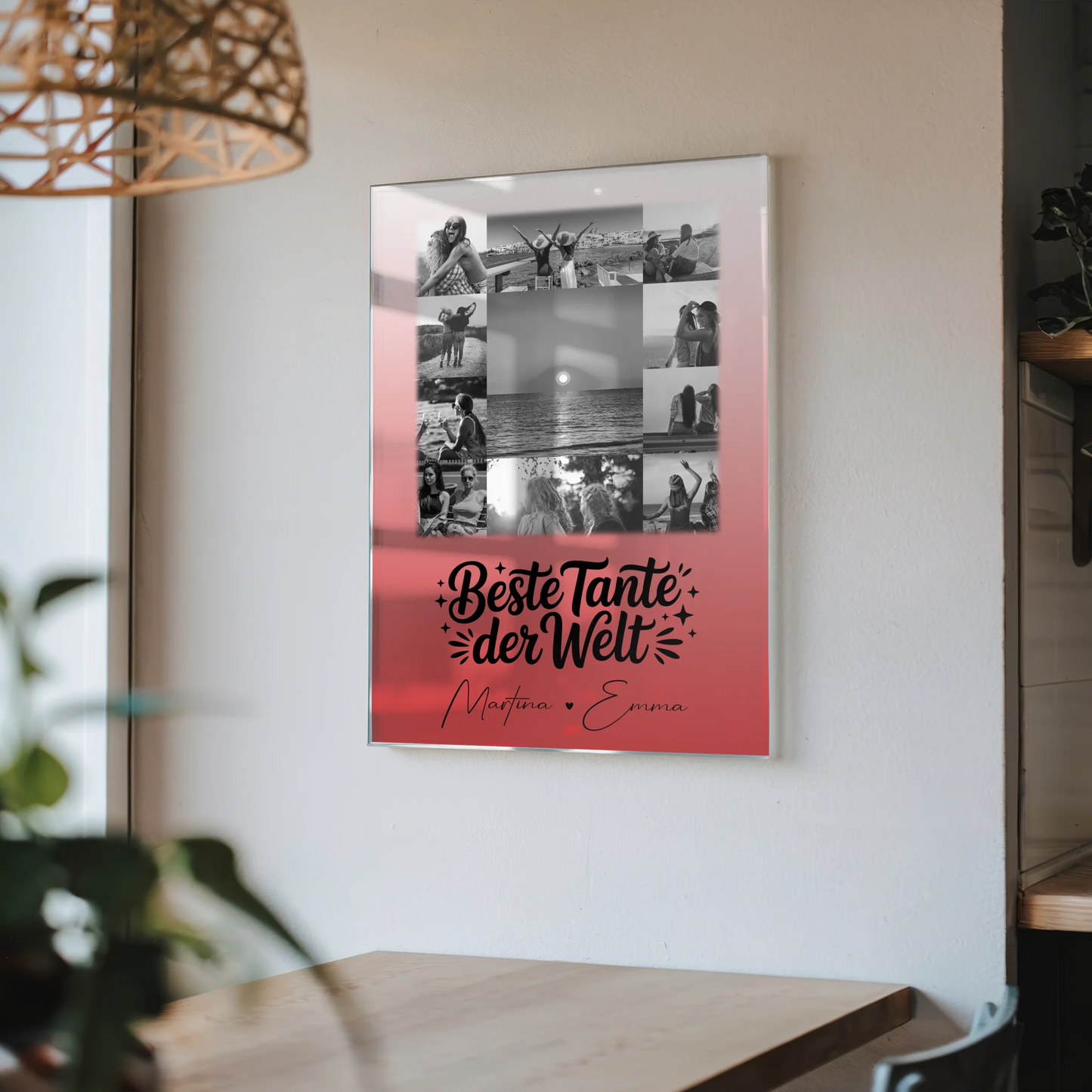 Personalisiertes Foto Acrylglas mit 11 Fotos Beste Tante Der Welt Schwarz-Weiß Geschenk