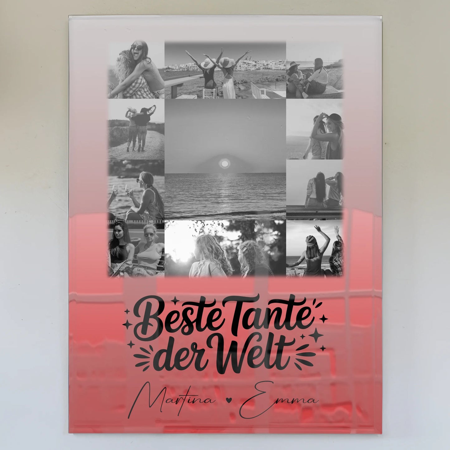 Personalisiertes Foto Acrylglas mit 11 Fotos Beste Tante Der Welt Schwarz-Weiß Geschenk