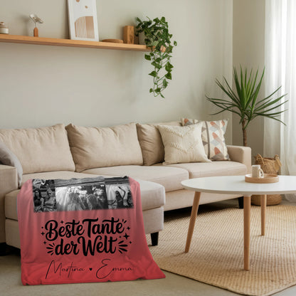 Personalisierte Kuscheldecke mit Namen & Fotos – Beste Tante Geschenk 4