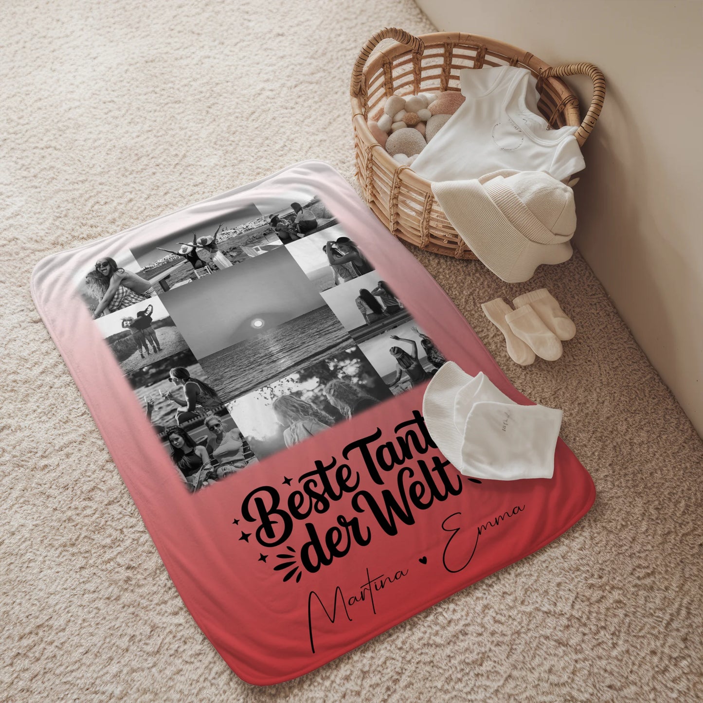 Personalisierte Kuscheldecke mit Namen & Fotos – Beste Tante Geschenk 2