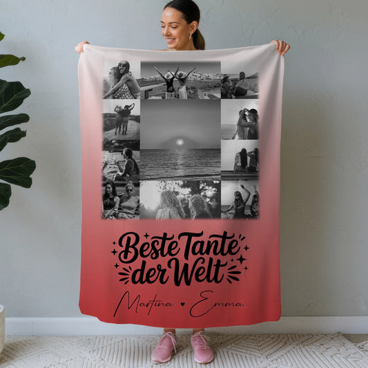 Personalisierte Kuscheldecke mit Namen & Fotos – Beste Tante Geschenk 1