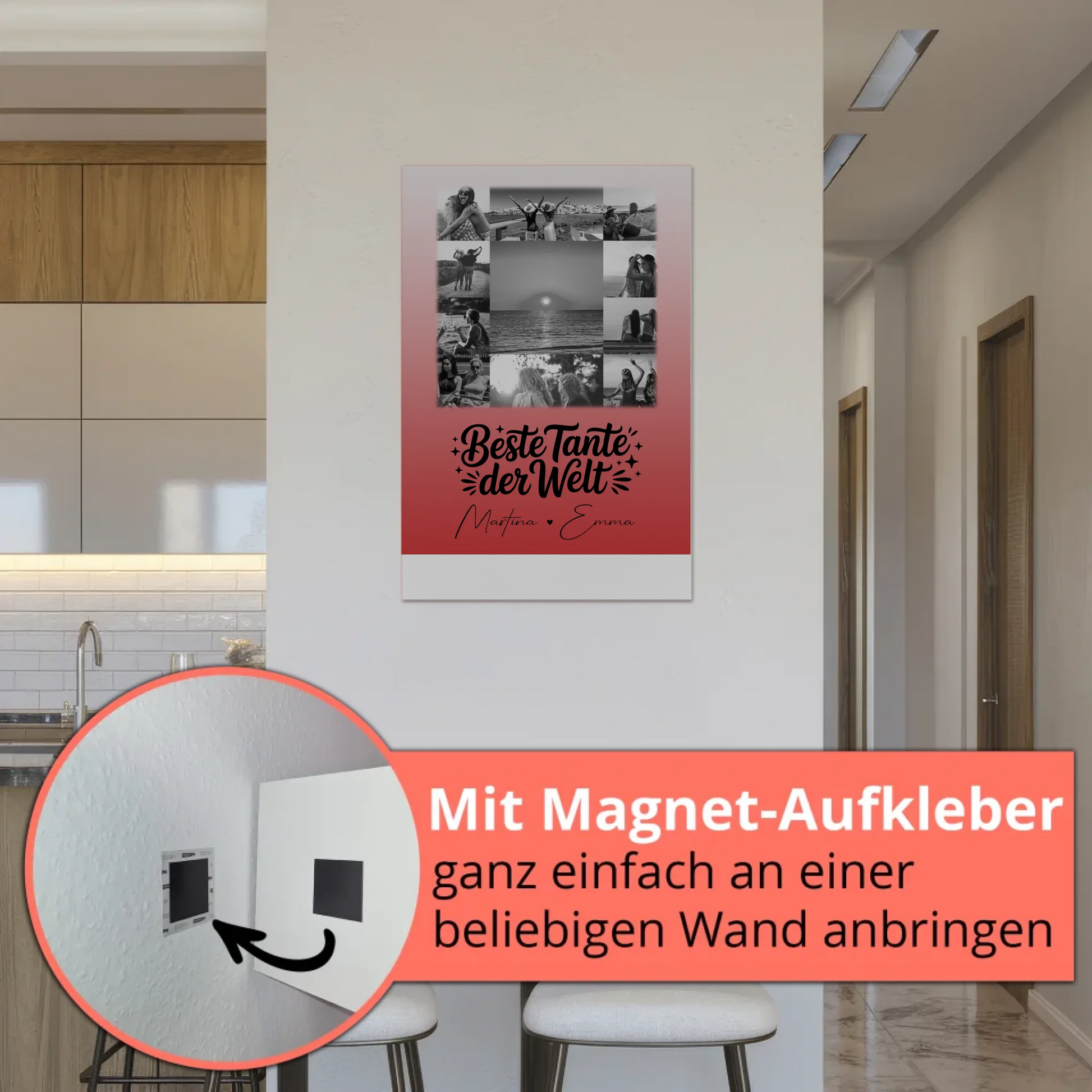 Magnetposter Fotoboard mit 11 Fotos Beste Tante Der Welt Schwarz-Weiß personalisiertes Geschenk 5