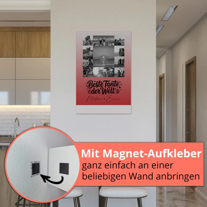 Magnetposter Fotoboard mit 11 Fotos Beste Tante Der Welt Schwarz-Weiß personalisiertes Geschenk 5