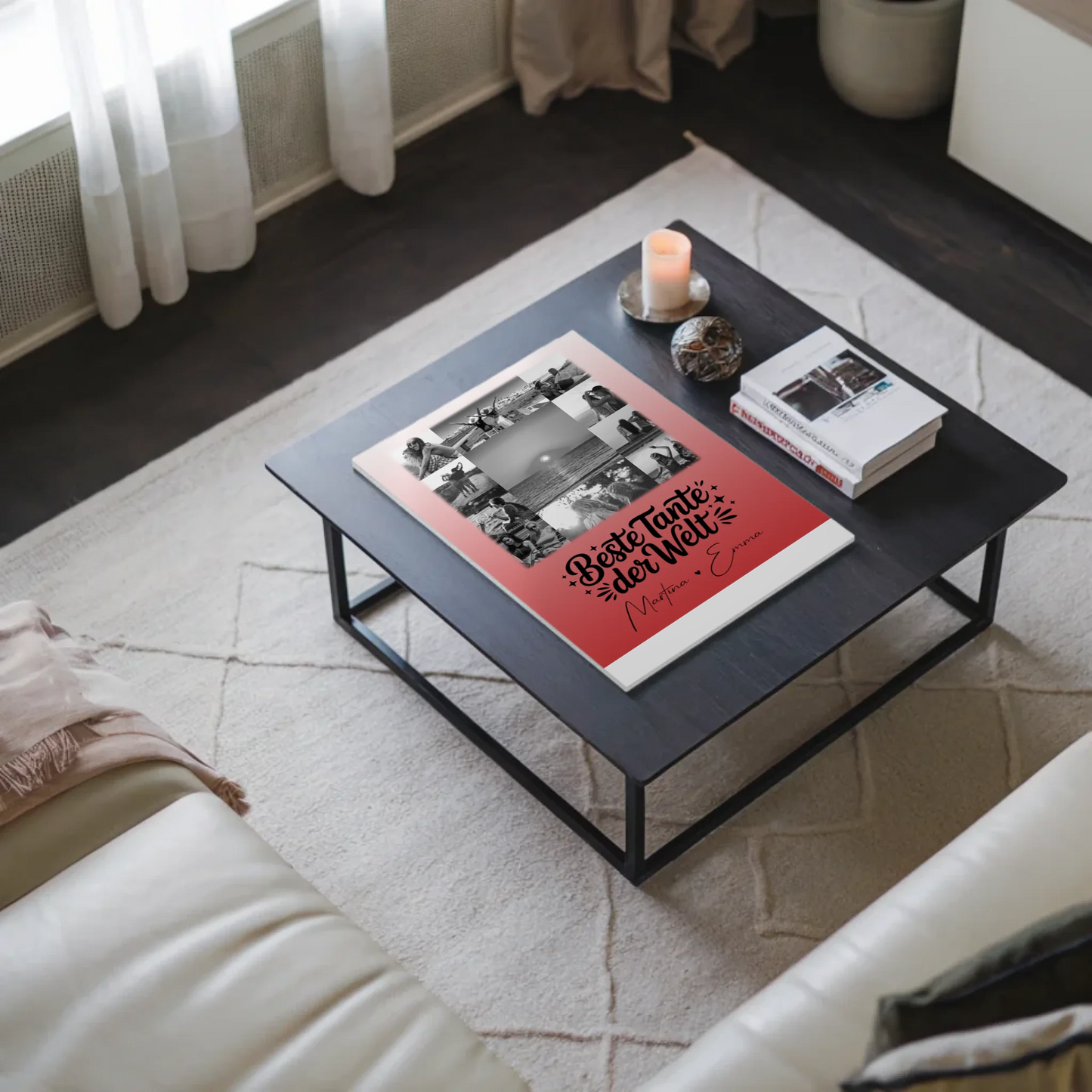 Magnetposter Fotoboard mit 11 Fotos Beste Tante Der Welt Schwarz-Weiß personalisiertes Geschenk 3