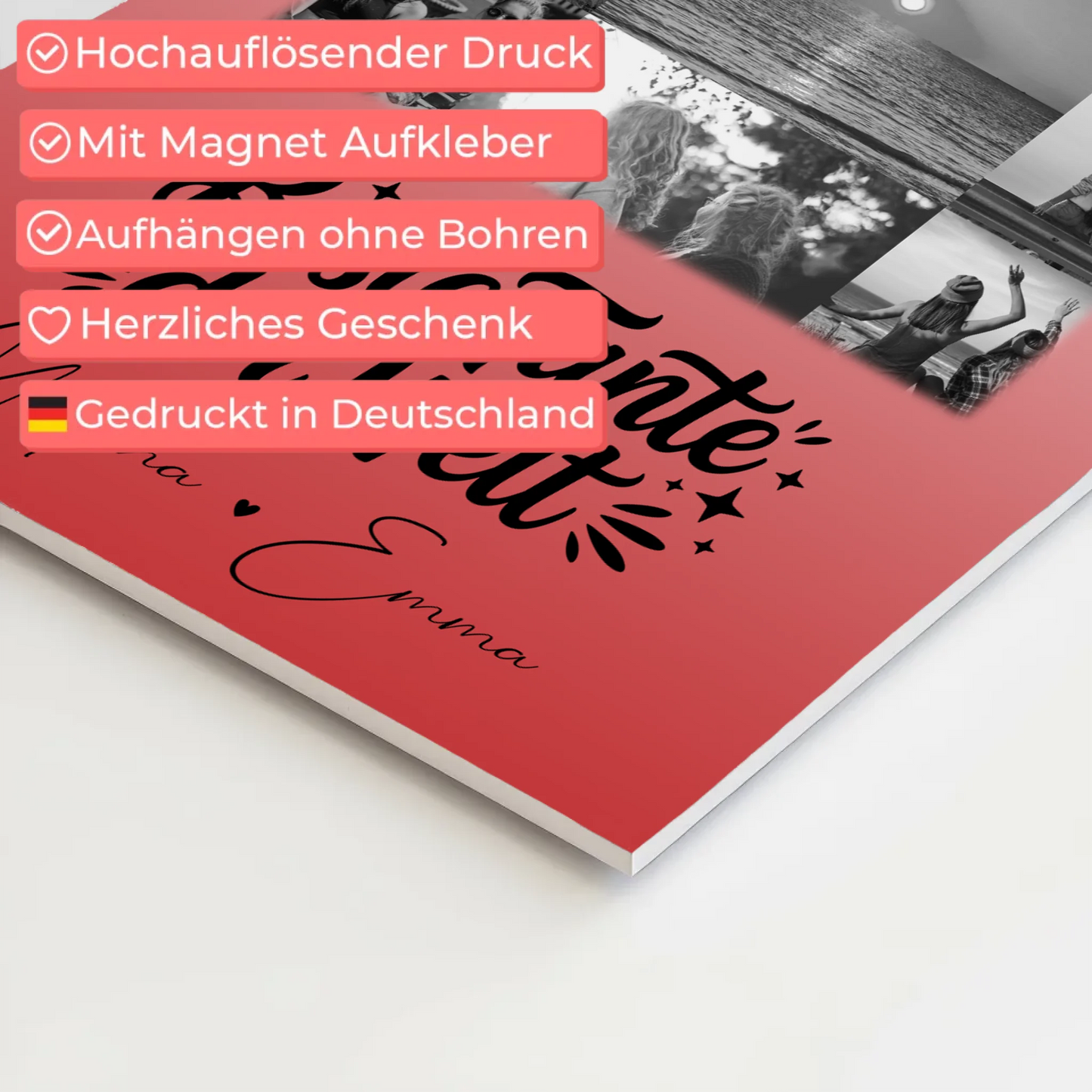 Magnetposter Fotoboard mit 11 Fotos Beste Tante Der Welt Schwarz-Weiß personalisiertes Geschenk 10