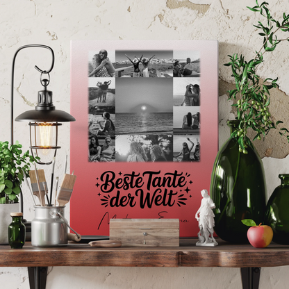 Leinwand Collagen Erstellen mit 11 Fotos Beste Tante Der Welt Schwarz-Weiß personalisiertes Geschenk 3