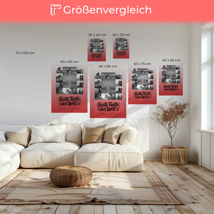 Leinwand Collagen Erstellen mit 11 Fotos Beste Tante Der Welt Schwarz-Weiß personalisiertes Geschenk 6