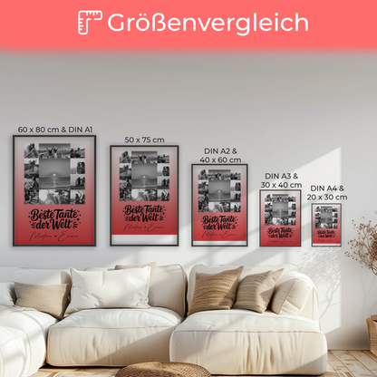 Wandbild Fotocollage 11 Fotos Beste Tante Der Welt Schwarz-Weiß personalisiertes Geschenk