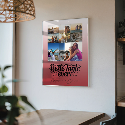 Acrylglas Mit Foto 8 Fotos und 1 Herz Foto Beste Tante Ever personalisiertes Geschenk