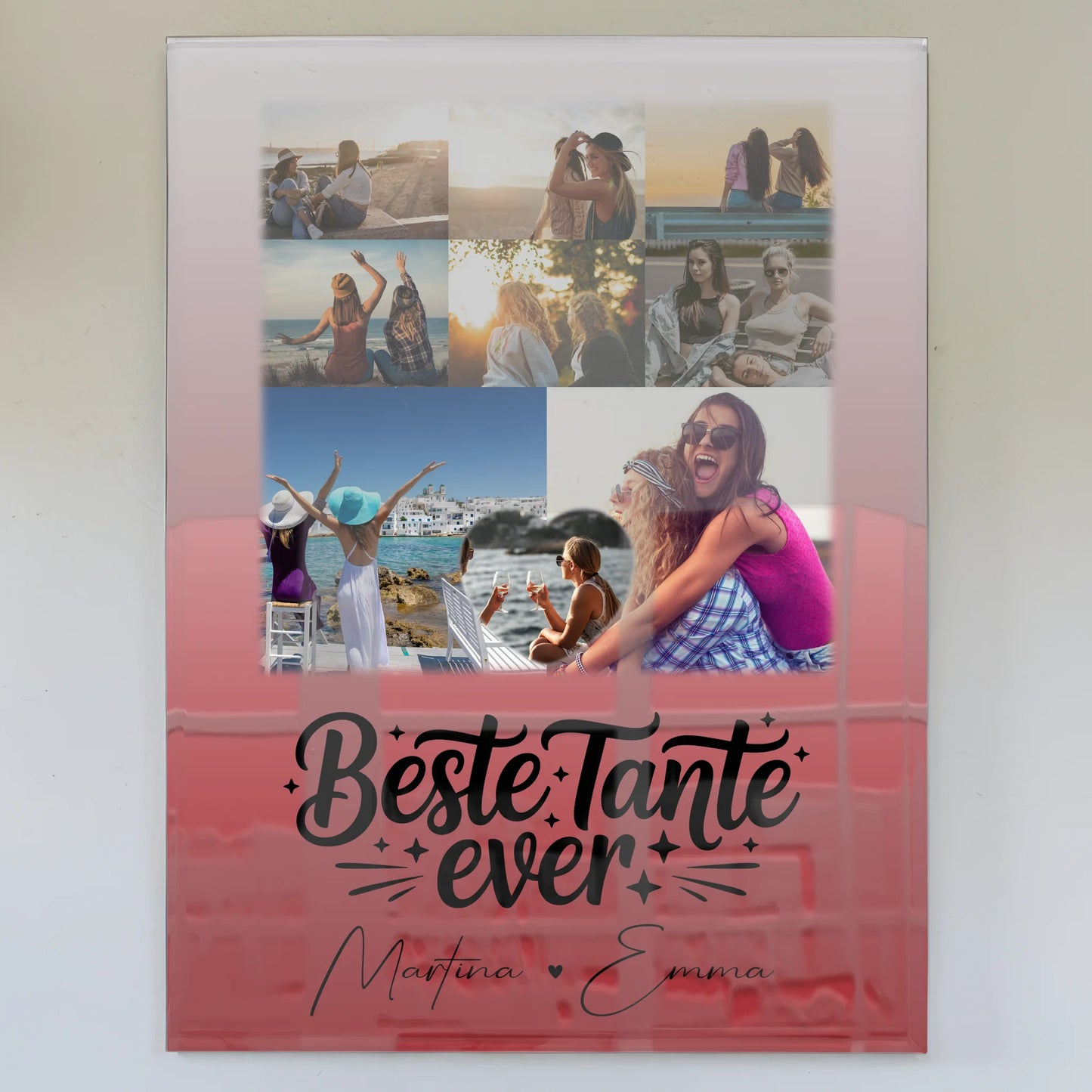 Acrylglas Mit Foto 8 Fotos und 1 Herz Foto Beste Tante Ever personalisiertes Geschenk