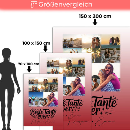 Personalisierte Kuscheldecke mit Namen, Motiv, 8 Fotos & Herz – Das perfekte Geschenk für die beste Tante 5