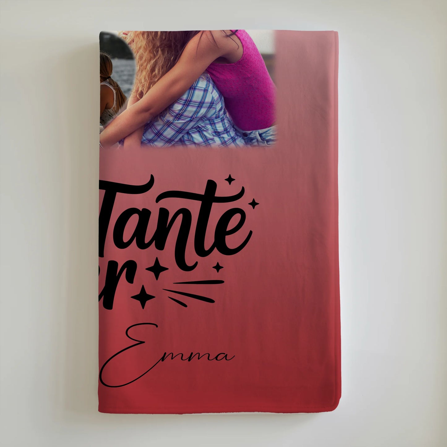 Personalisierte Kuscheldecke mit Namen, Motiv, 8 Fotos & Herz – Das perfekte Geschenk für die beste Tante 6