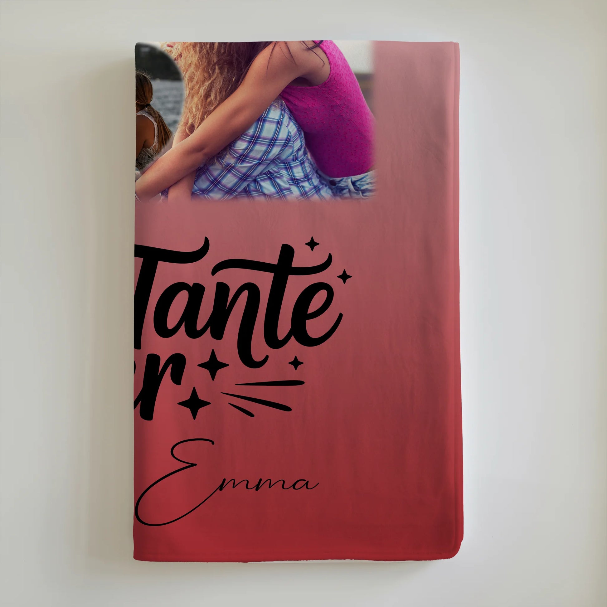 Personalisierte Kuscheldecke mit Namen, Motiv, 8 Fotos & Herz – Das perfekte Geschenk für die beste Tante 6