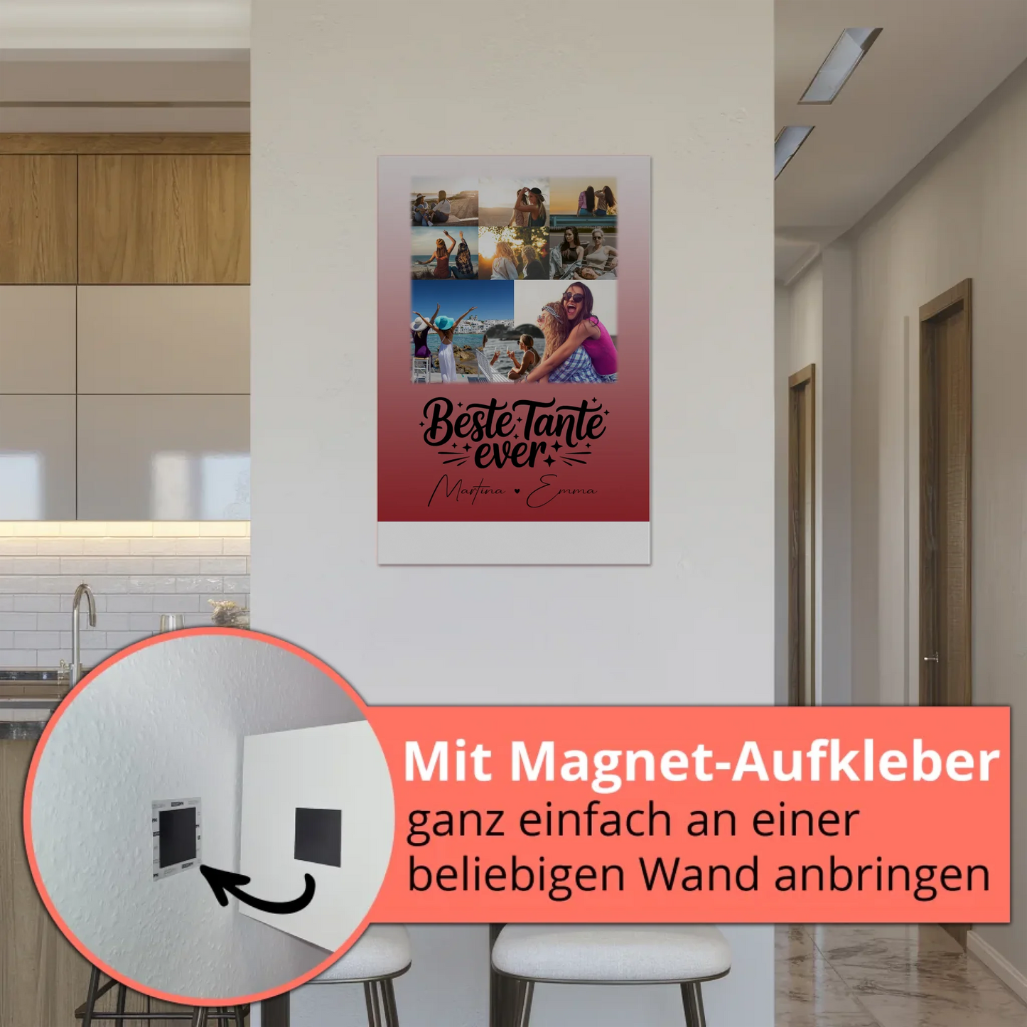 Personalisierter Fotoboard Poster Magnetisch mit 8 Fotos und 1 Herz Foto Beste Tante Ever 5