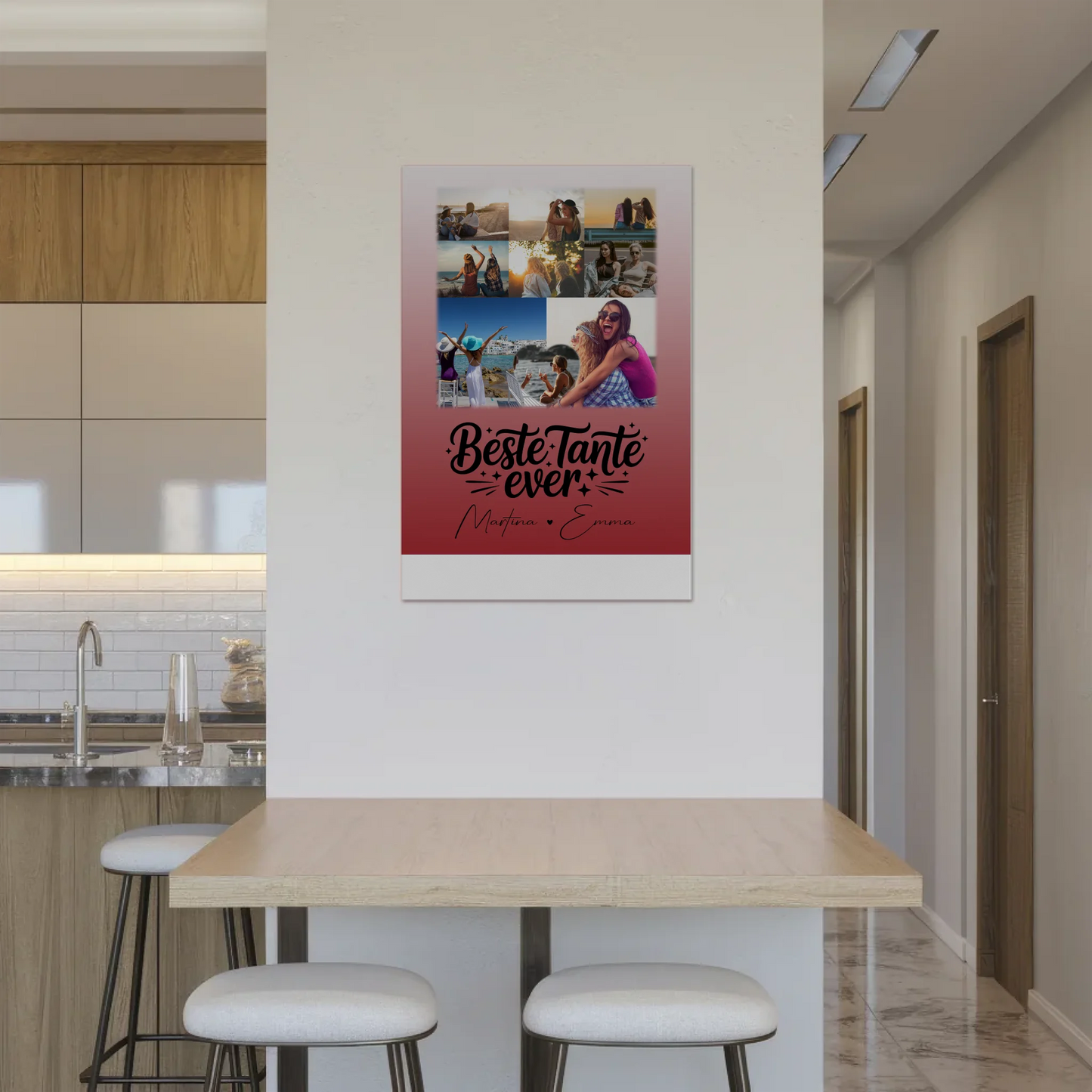 Personalisierter Fotoboard Poster Magnetisch mit 8 Fotos und 1 Herz Foto Beste Tante Ever 2